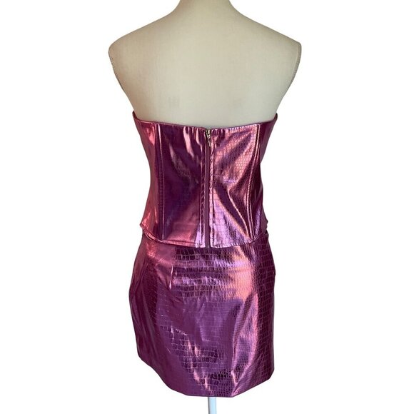 superdown Toni Faux Leather Skirt Set in Pink Large New Womens 2 piece Dress Out - Picture 5 of 8